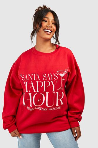 Womens Plus Happy Hour Christmas Sweatshirt - - 18 - boohoo - Modalova