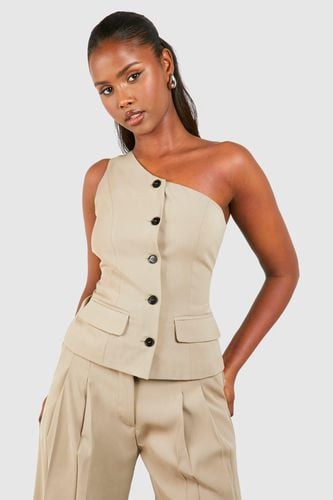 Womens One Shoulder Contrast Button Waistcoat - - 16 - boohoo - Modalova