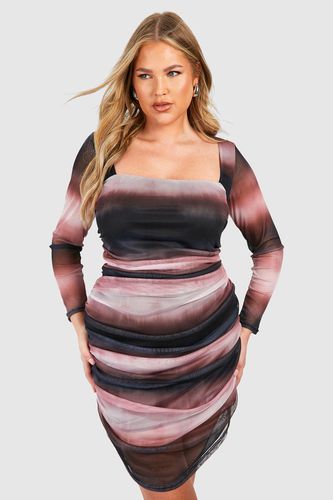 Womens Plus Printed Mesh Bodycon Dress - - 16 - boohoo - Modalova