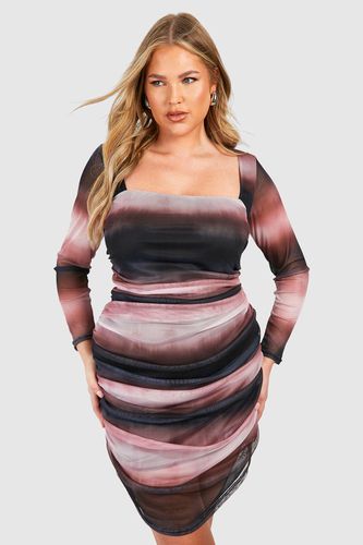 Womens Plus Printed Mesh Bodycon Dress - - 18 - boohoo - Modalova