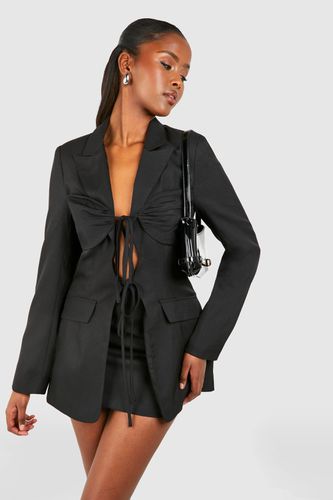 Womens Tie Front Detail Fitted Blazer - - 10 - boohoo - Modalova