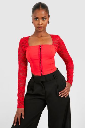 Womens Lace Hook And Eye Corset - - 8 - boohoo - Modalova