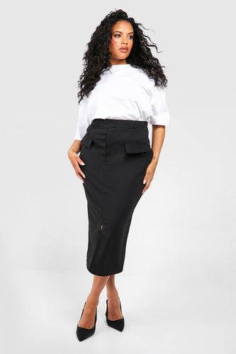 Womens Plus Pocket Detail Scuba Midaxi Skirt - - 26 - boohoo - Modalova
