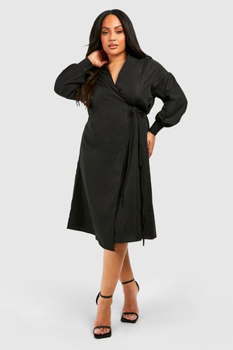 Womens Plus Wrap Shirt Midi Dress - - 18 - boohoo - Modalova