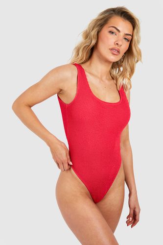 Womens Premium Crinkle Square Neck Swimsuit - - 10 - boohoo - Modalova