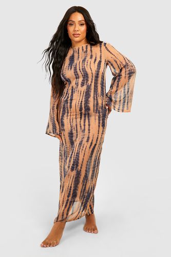 Womens Plus Tie Dye Printed Flare Sleeve Beach Dress - - 16 - boohoo - Modalova
