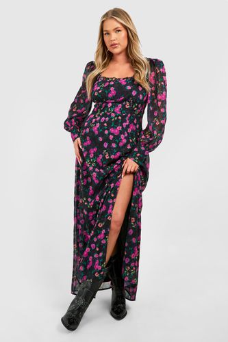 Womens Plus Floral Corset Detail Maxi Milkmaid Dress - - 16 - boohoo - Modalova