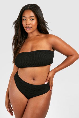 Womens Plus Crinkle Tummy Control Bandeau Bikini - - 22 - boohoo - Modalova