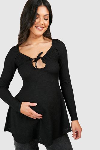 Womens Maternity Textured Tie Front Smock Top - - 14 - boohoo - Modalova