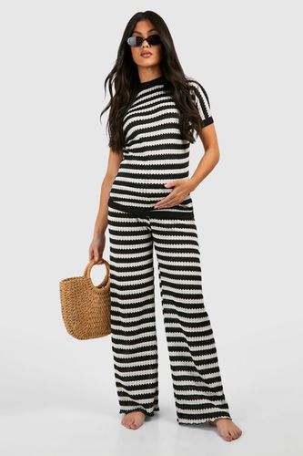 Womens Maternity Stripe Crochet Beachwear Set - - 10 - boohoo - Modalova