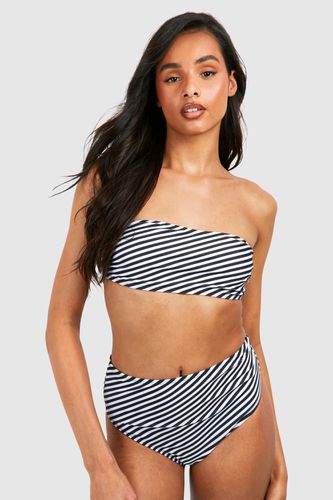 Womens Tall Stripe Bandeau High Waisted Bikini Set - - 10 - boohoo - Modalova
