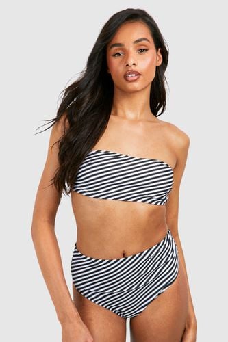 Womens Tall Stripe Bandeau High Waisted Bikini Set - - 14 - boohoo - Modalova