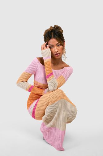 Womens Premium Stripe Crochet Maxi Dress - - L - boohoo - Modalova