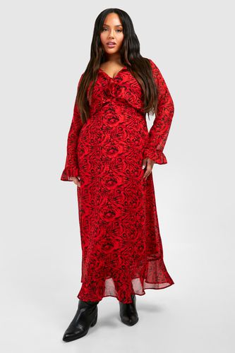 Womens Plus Chiffon Printed Smock Dress - - 16 - boohoo - Modalova