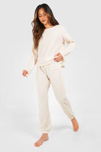 Womens Waffle Jogger And Sweat Set - - 10 - boohoo - Modalova