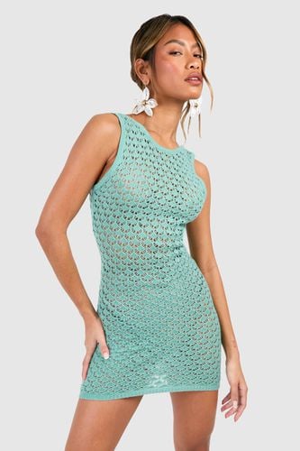 Womens Chunky Crochet Scoop Back Mini Dress - - L - boohoo - Modalova