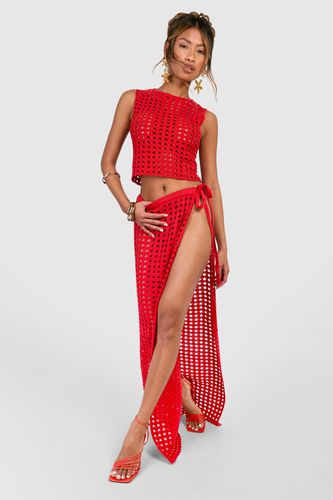 Womens Thigh Split Crochet Maxi Skirt - - L - boohoo - Modalova