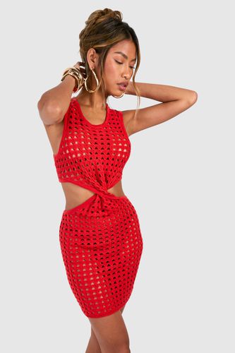Womens Twist Front Crochet Mini Dress - - 10 - boohoo - Modalova