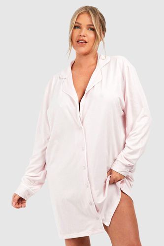 Womens Plus Button Through Night Shirt Dress - - 18 - boohoo - Modalova
