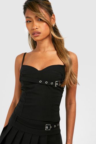 Womens Buckle Detail Corset Top - - 6 - boohoo - Modalova