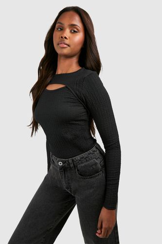 Womens Crinkle Textured Cut Out Detail Bodysuit - - 10 - boohoo - Modalova