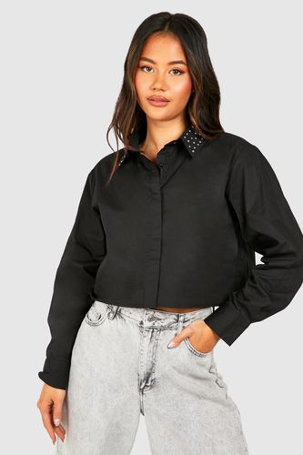 Womens Studded Collar Poplin Shirt - - 10 - boohoo - Modalova