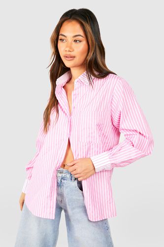 Womens Contrast Stripe Oversized Shirt - - 10 - boohoo - Modalova