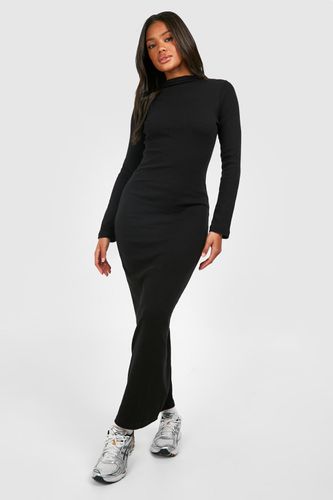Womens Funnel Neck Long Sleeve Rib Maxi Dress - - 12 - boohoo - Modalova