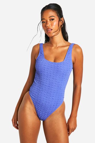 Womens Textured Square Neck Swimsuit - - 10 - boohoo - Modalova