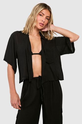 Womens Cheesecloth Cropped Beach Shirt - - M - boohoo - Modalova