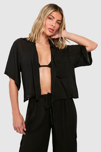Womens Cheesecloth Cropped Beach Shirt - - S - boohoo - Modalova