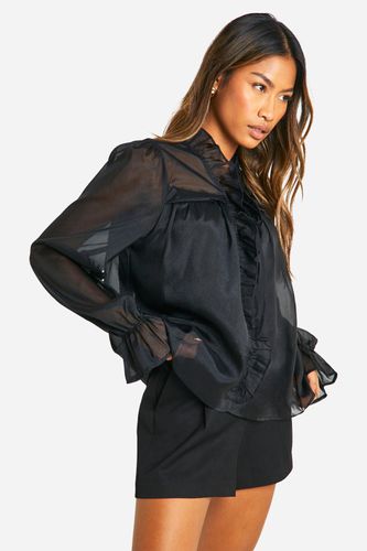 Womens Organza Balloon Sleeve Blouse - - 8 - boohoo - Modalova