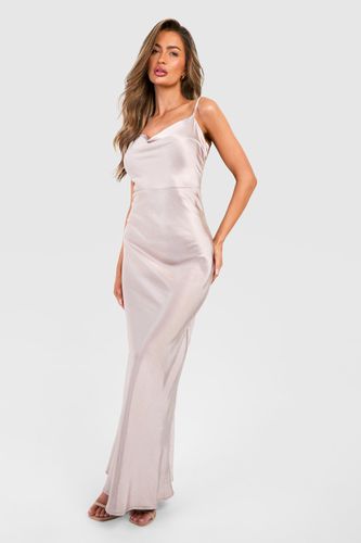 Womens Bridesmaid Satin Strappy Maxi Slip Dress - - 10 - boohoo - Modalova
