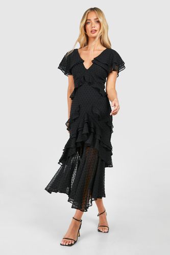 Womens Dobby Frill Detail Maxi Dress - - 10 - boohoo - Modalova