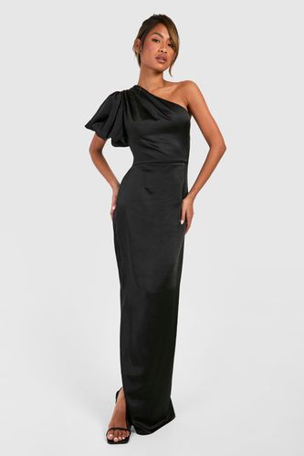Womens Satin Puff Sleeve Asymmetric Maxi Dress - - 14 - boohoo - Modalova