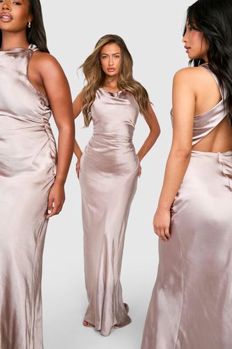 Womens Bridesmaid Satin High Neck Maxi Dress - - 10 - boohoo - Modalova