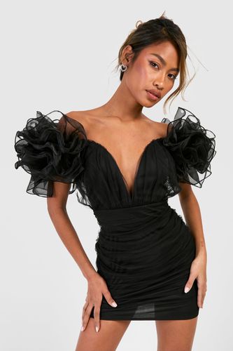 Womens Tulle Rouched Mini Dress - - 10 - boohoo - Modalova