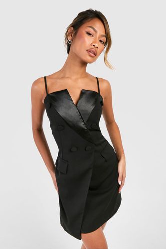 Womens Strappy Contrast Lapel Blazer Dress - - 10 - boohoo - Modalova