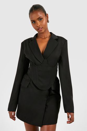 Womens Corset Waist Detail Blazer Dress - - 10 - boohoo - Modalova