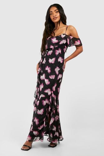 Womens Printed Draped Sleeve Maxi Slip Dress - - 12 - boohoo - Modalova