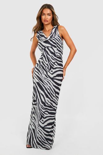 Womens Zebra Extreme Cowl Backless Maxi Dress - - 10 - boohoo - Modalova
