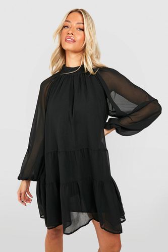 Womens Chiffon Blouson Sleeve Mini Smock Dress - - 12 - boohoo - Modalova