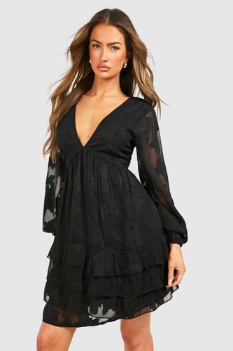 Womens Burnout Floral Smock Dress - - 12 - boohoo - Modalova