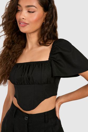 Womens Puff Sleeve Corset Top - - 14 - boohoo - Modalova