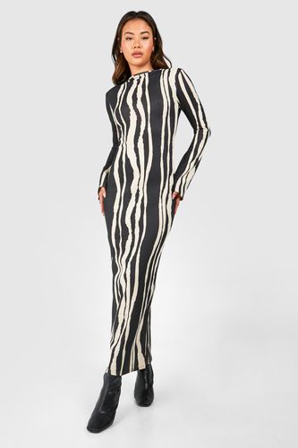 Womens Printed Textured Flare Sleeve Maxi Dress - - 10 - boohoo - Modalova