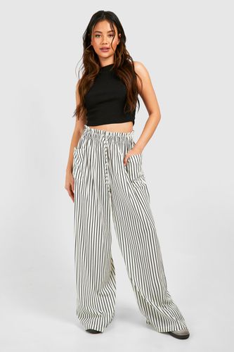 Womens Stripe Straight Leg Trouser - - 12 - boohoo - Modalova