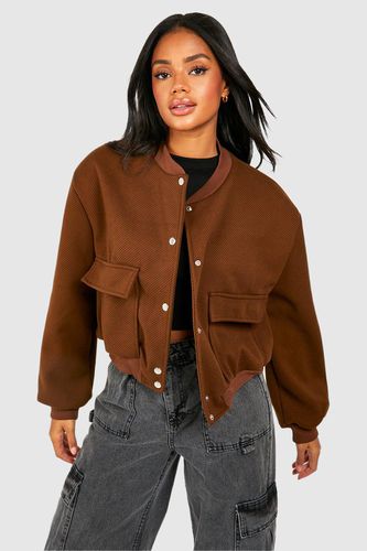 Womens Pocket Detail Wool Look Bomber Jacket - - M - boohoo - Modalova