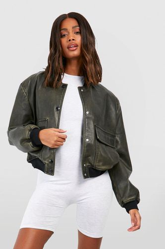 Womens Pocket Detail Faux Leather Bomber - - S - boohoo - Modalova