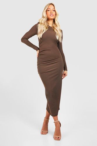 Womens Premium Rib Draped Long Sleeve Dress - - M - boohoo - Modalova