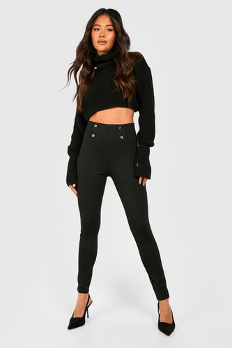 Womens Button Detail Legging - - 12 - boohoo - Modalova